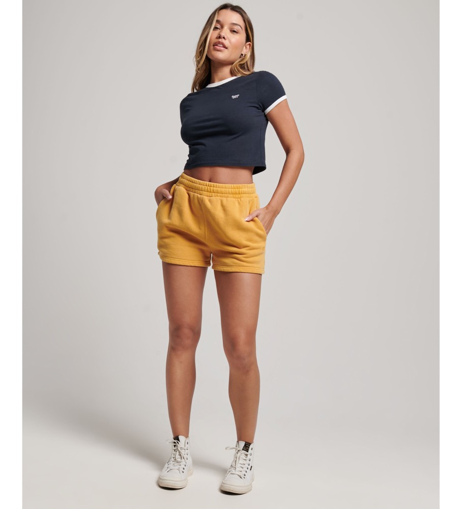 Calções de fato de treino amarelos com lavagem vintage da Superdry