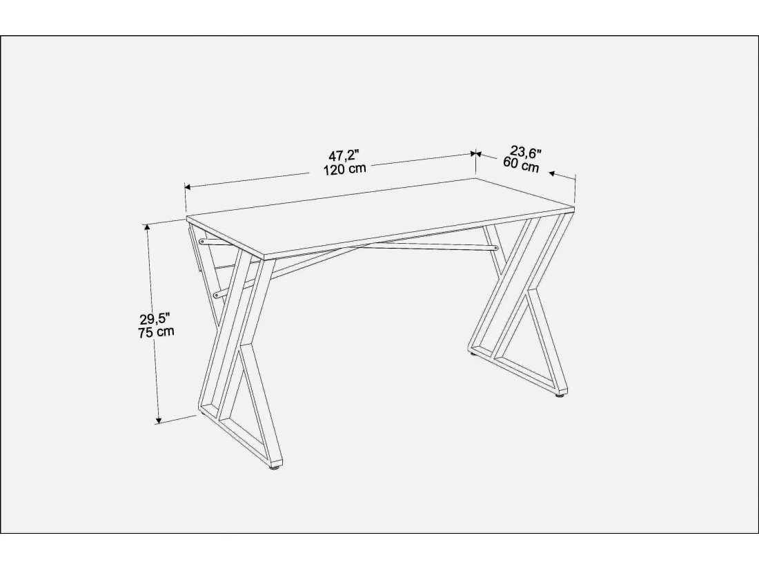 Bureau, Table de bureau, travavil avec le pieds et cadre en métal (Doré et Effet marbre blanc)