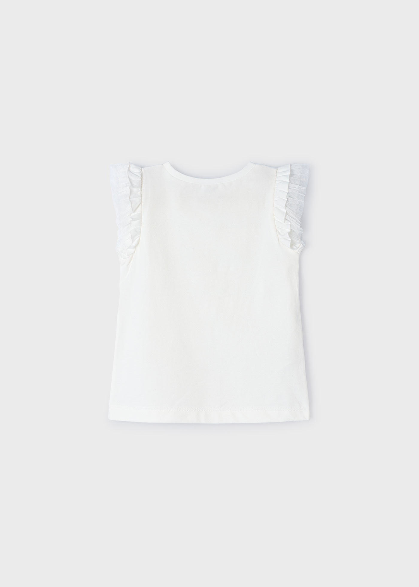 Camiseta feminina de tule floral, cor nude cru