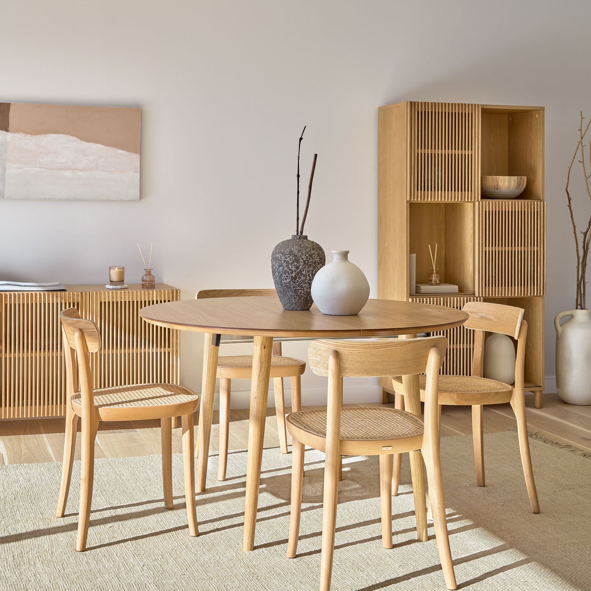 Kave Home Oqui Eettafel Uitschuifbaar Rond - 120|200 x 120 cm - Eiken