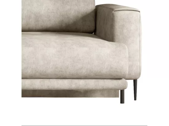 Canapé convertible design 4 places tissu vintage effet cuir beige et pieds métal noir Arkia 260cm