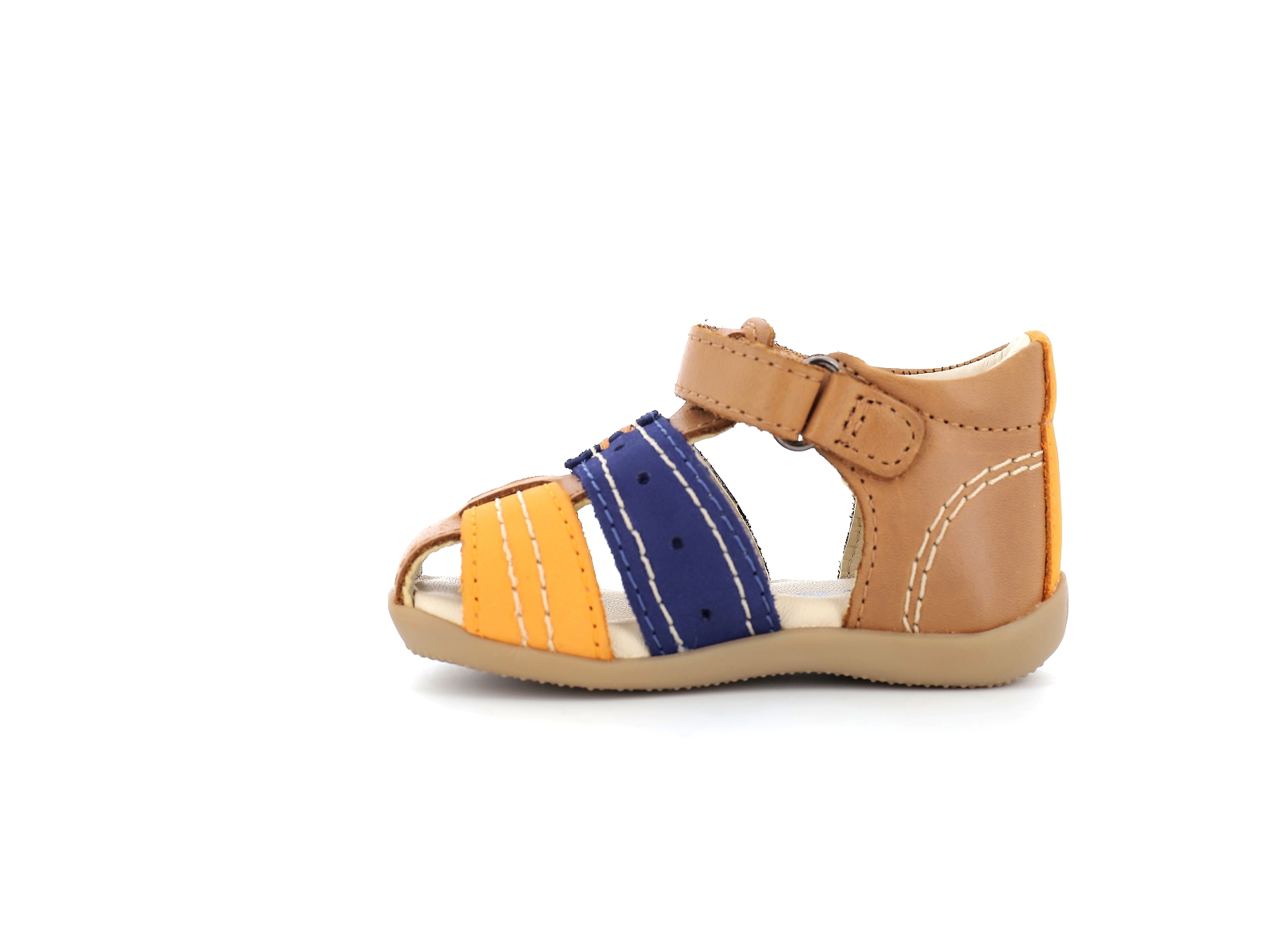 Kickers-BIGBAZAR 2 Cuir Marron-Orange