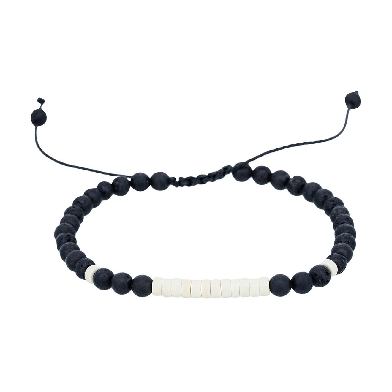 Rockstone Bracelet Rock en Pierres de Lave & Perles noires