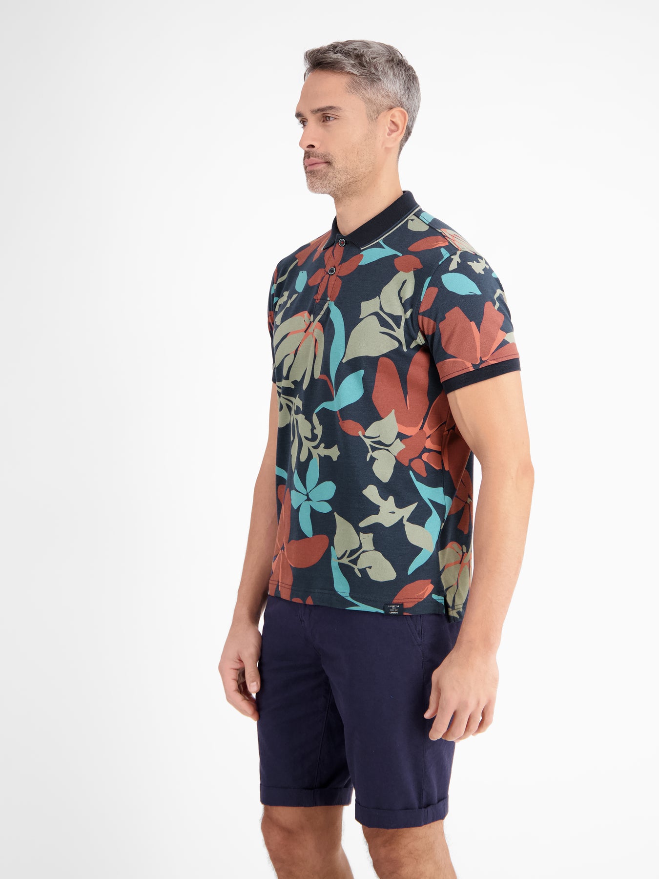Poloshirt, sommerlich-floral gemustert