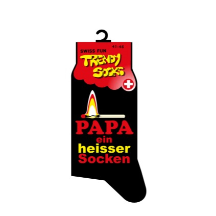 (1 Paar) Gr. 41-46 Baumwoll Socken Papa Ein Heisser Socken Fashion Strümpfe - Schwarz