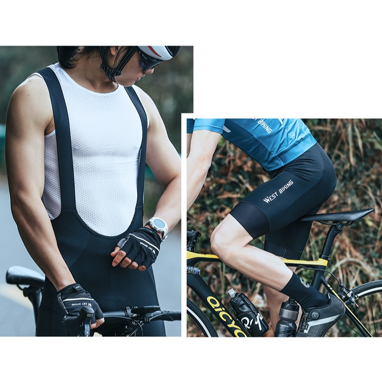 (Gr. M) Gepolsterte Herren Fahrrad Velo Rennrad Träger Hose - Schwarz