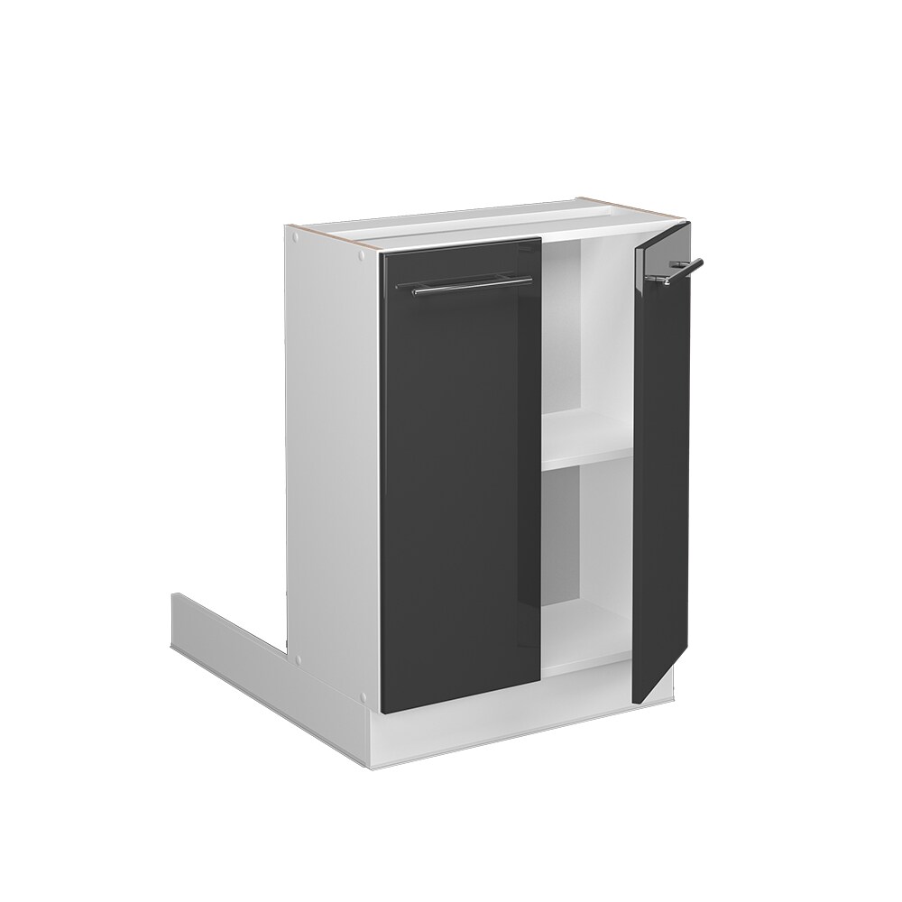 Vicco Regalinselunterschrank Küchenschrank Küchenmöbel Fame-Line Weiß Anthrazit 60 cm modern Hochglanz Küche Einbauküche Kücheninsel Drehtür Einlegeboden Blende Küchenunterschrank Küchenzeile