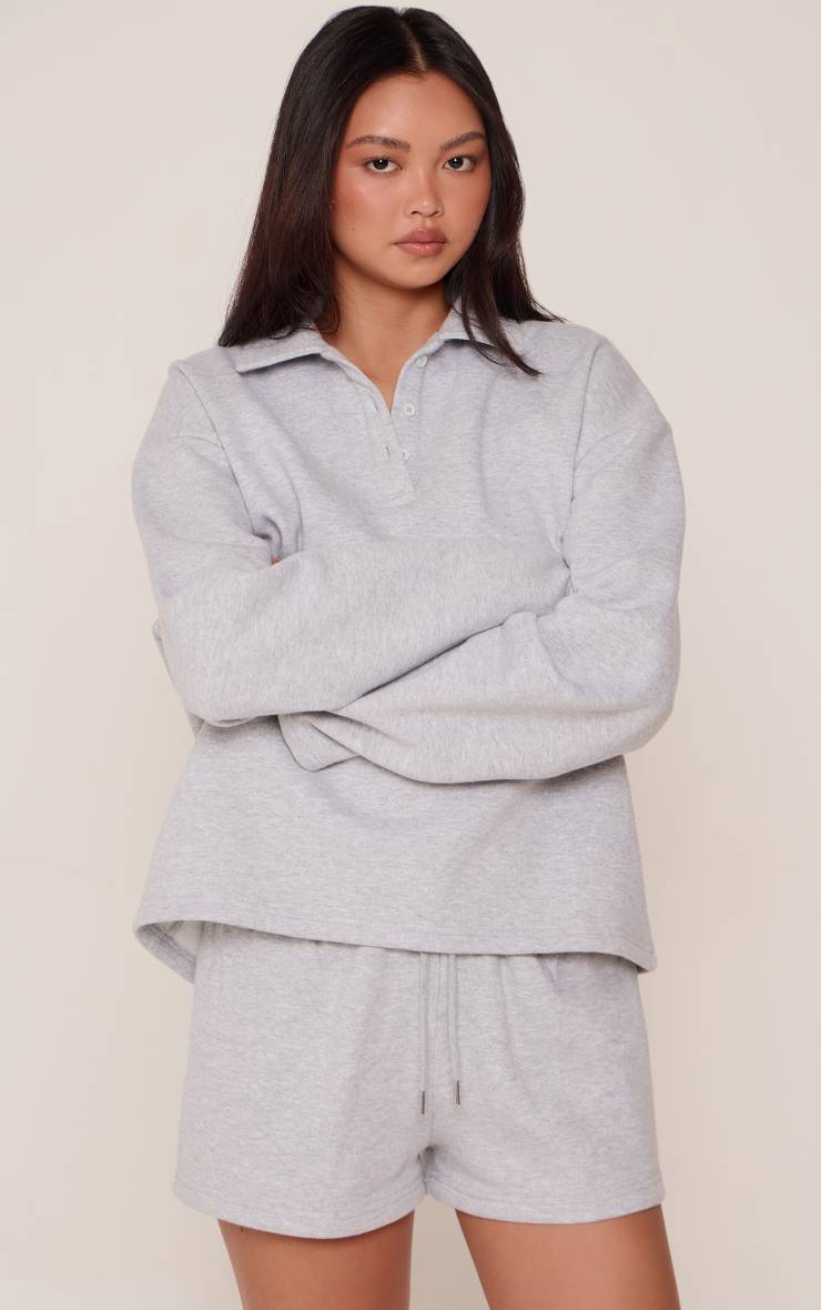 Gris Chiné Short En Molleton Léger Gris Chiné