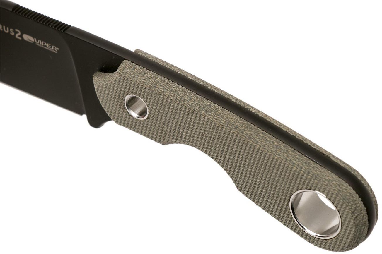 Viper Berus 2 VT4014DCG M390 PVD Black, Green Canvas Micarta vaststaand mes, Rumici design