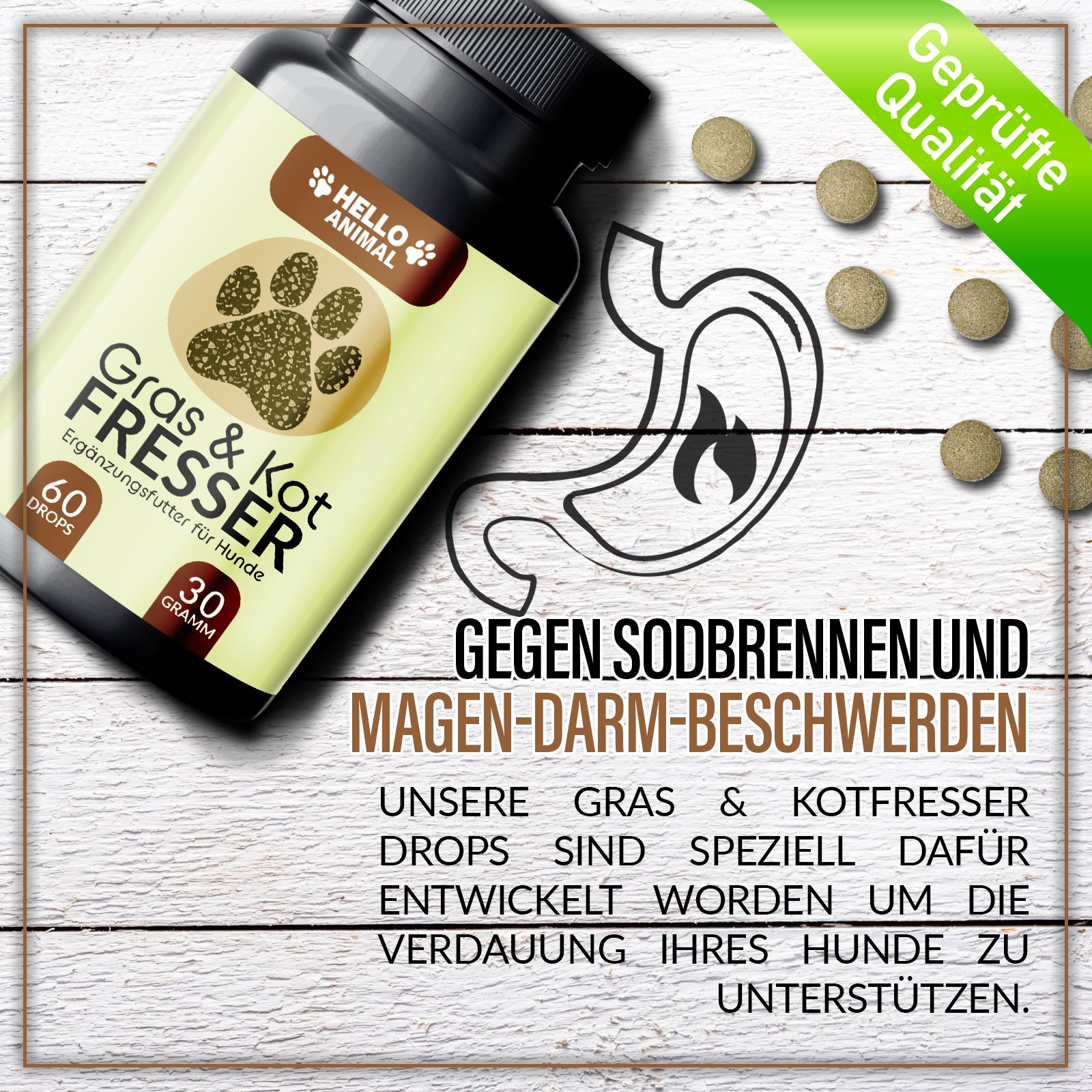 Hello Animal® Gras & Kotfresser Leckerlis für Hund & Katze