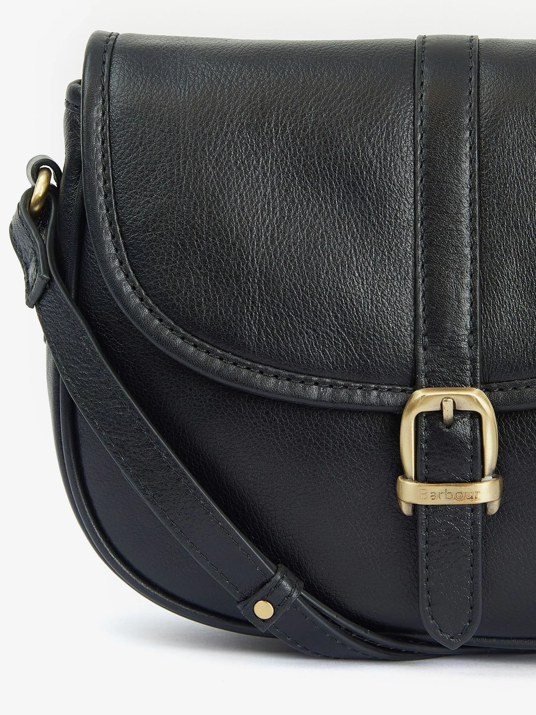 Zwart - Barbour® Laire medium leren schoudertas