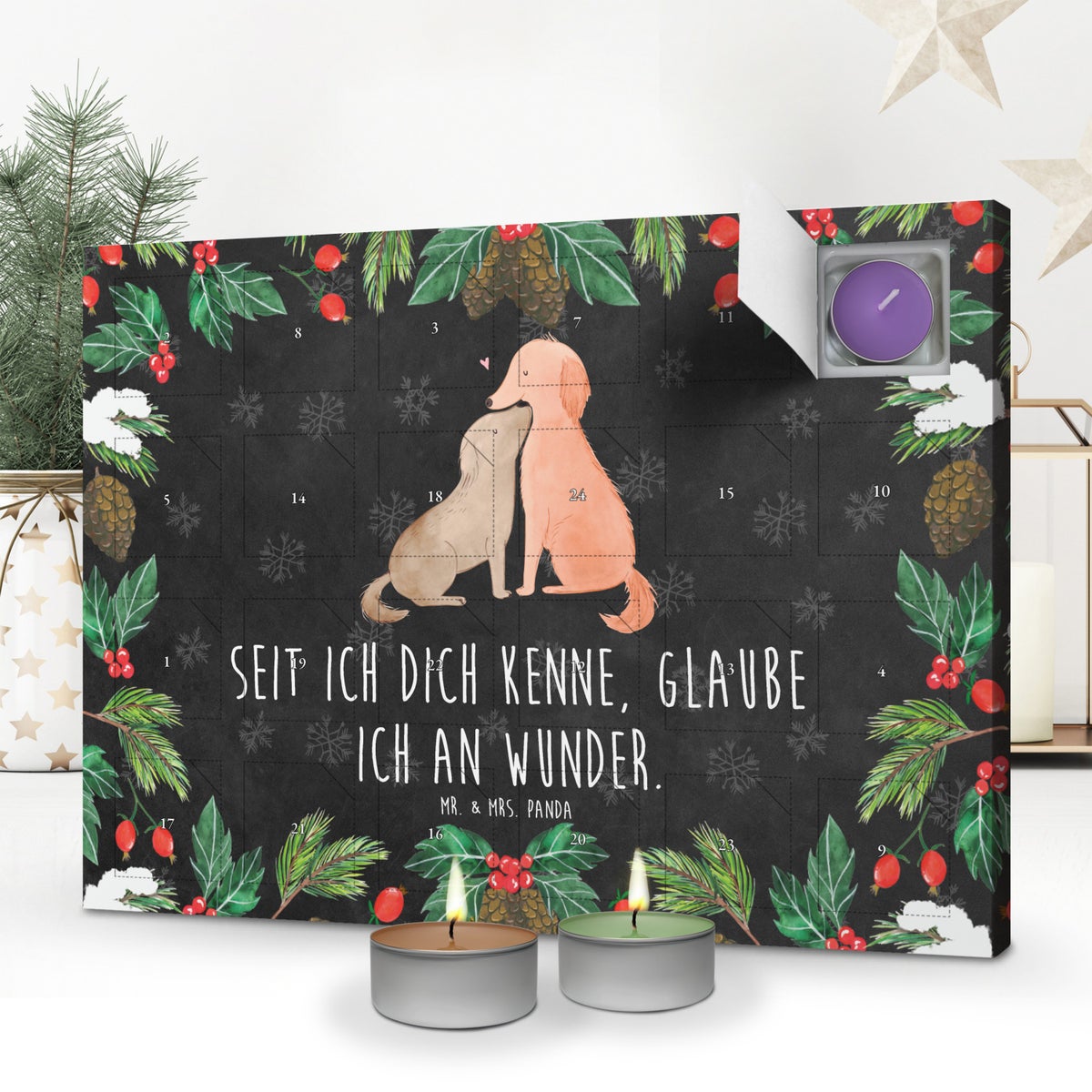 Mr. & Mrs. Panda Geurkaars Adventskalender Hond Liefde - Zwart