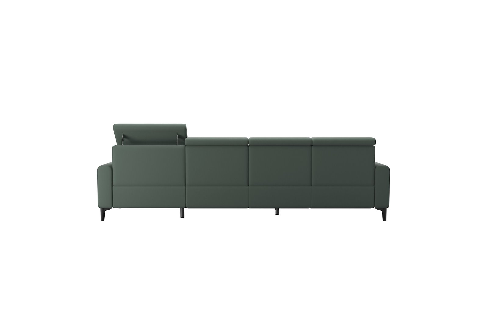 Anna 3-seter med LS Hud Paloma Sage Green med A1 arm og polerte organiske sort alu ben, 14 cm. (Power-Manual-Manual)