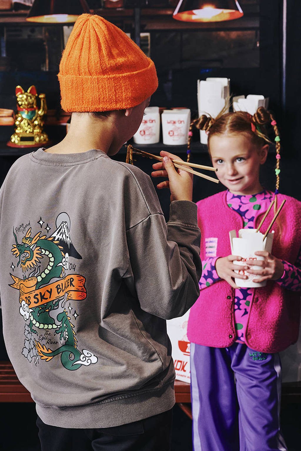 Z8 kids sweater Jett met backprint grijs