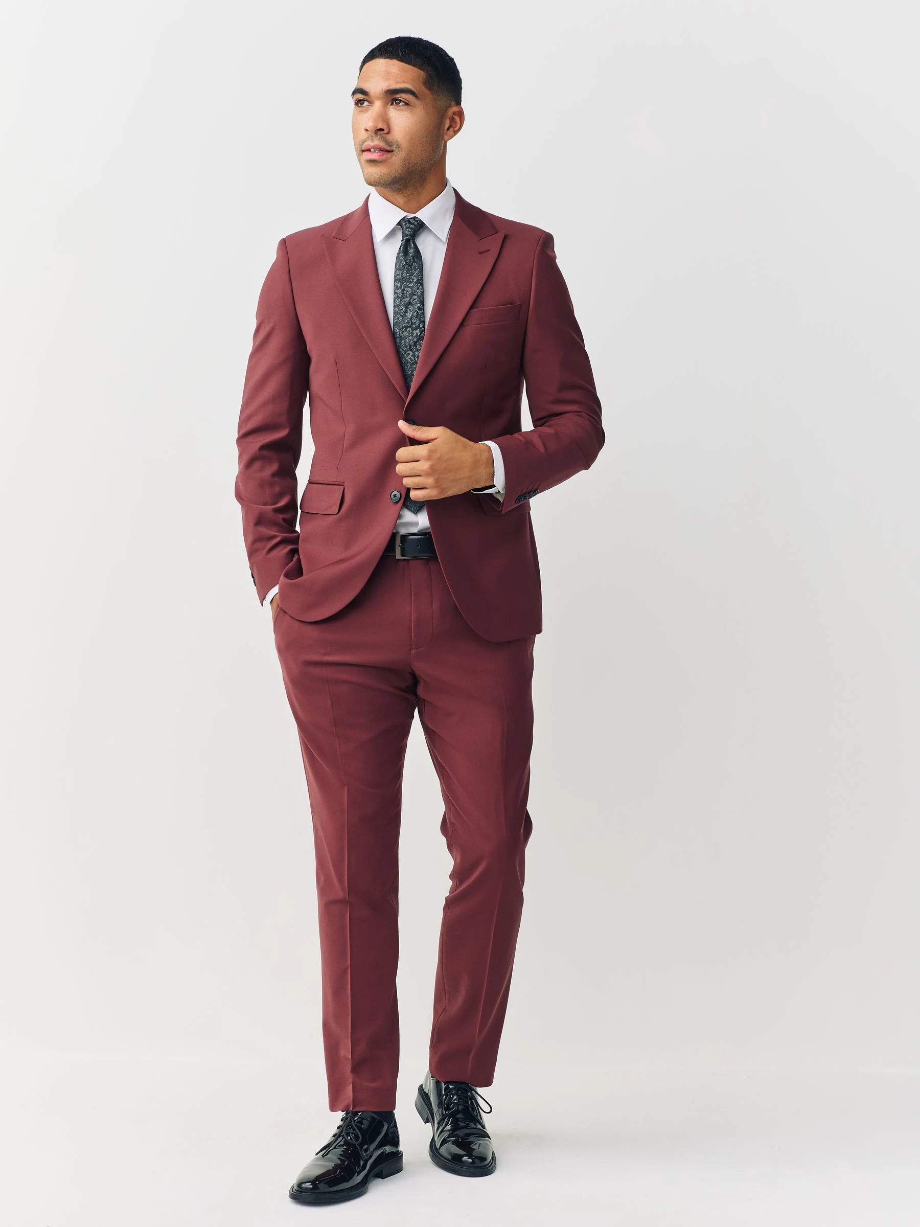 Roestbruin - Slim fit Motion Flex wollen Blend Pakjas
