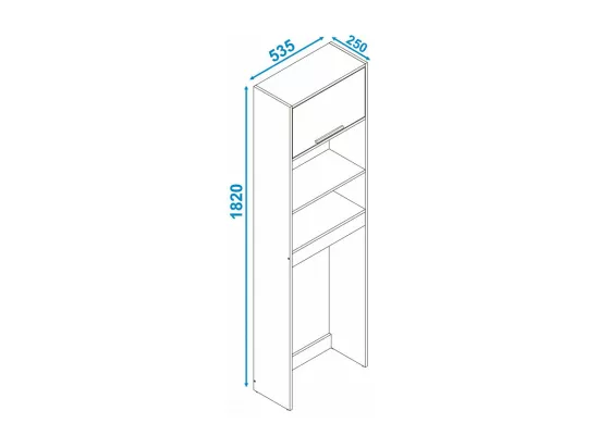 Meuble WC Blanc 1 Abattant 182 cm 4 Niches