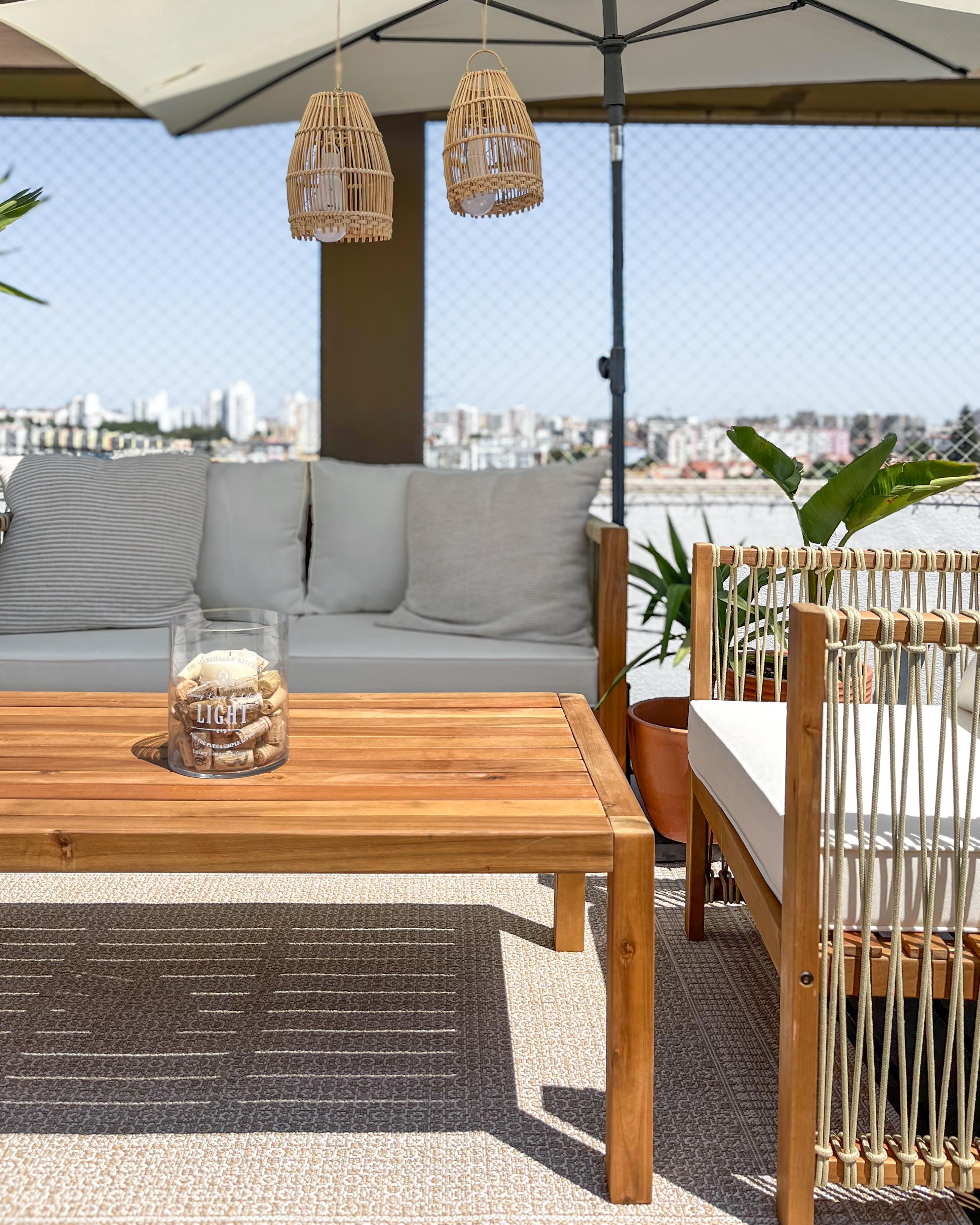 Loungeset met tafel 4-zits ANTRIA Acaciahout Beige
