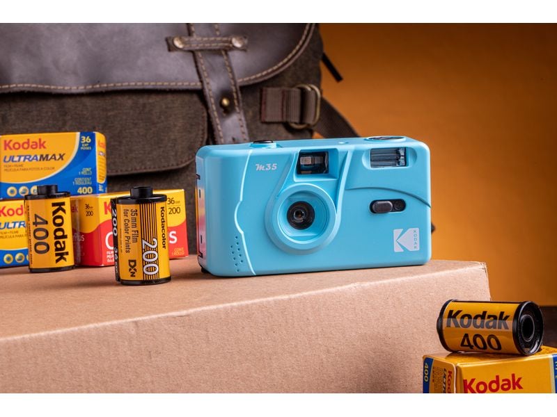 Kodak Analogkamera M35 – Blau Kleine wiederverwendbare Filmkamera mit Blitz
