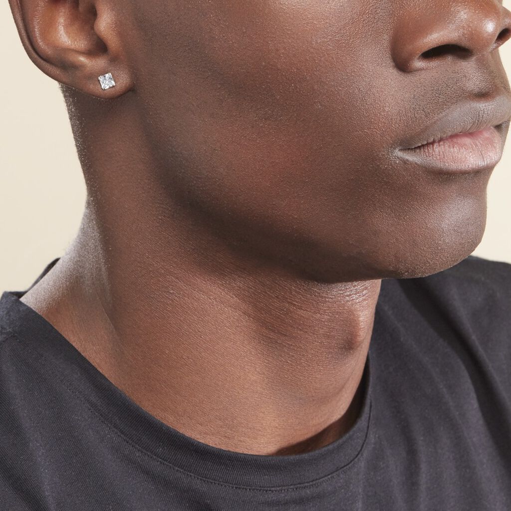 Boucles D'oreilles Puces Or Blanc Doreen Oxydes De Zirconium