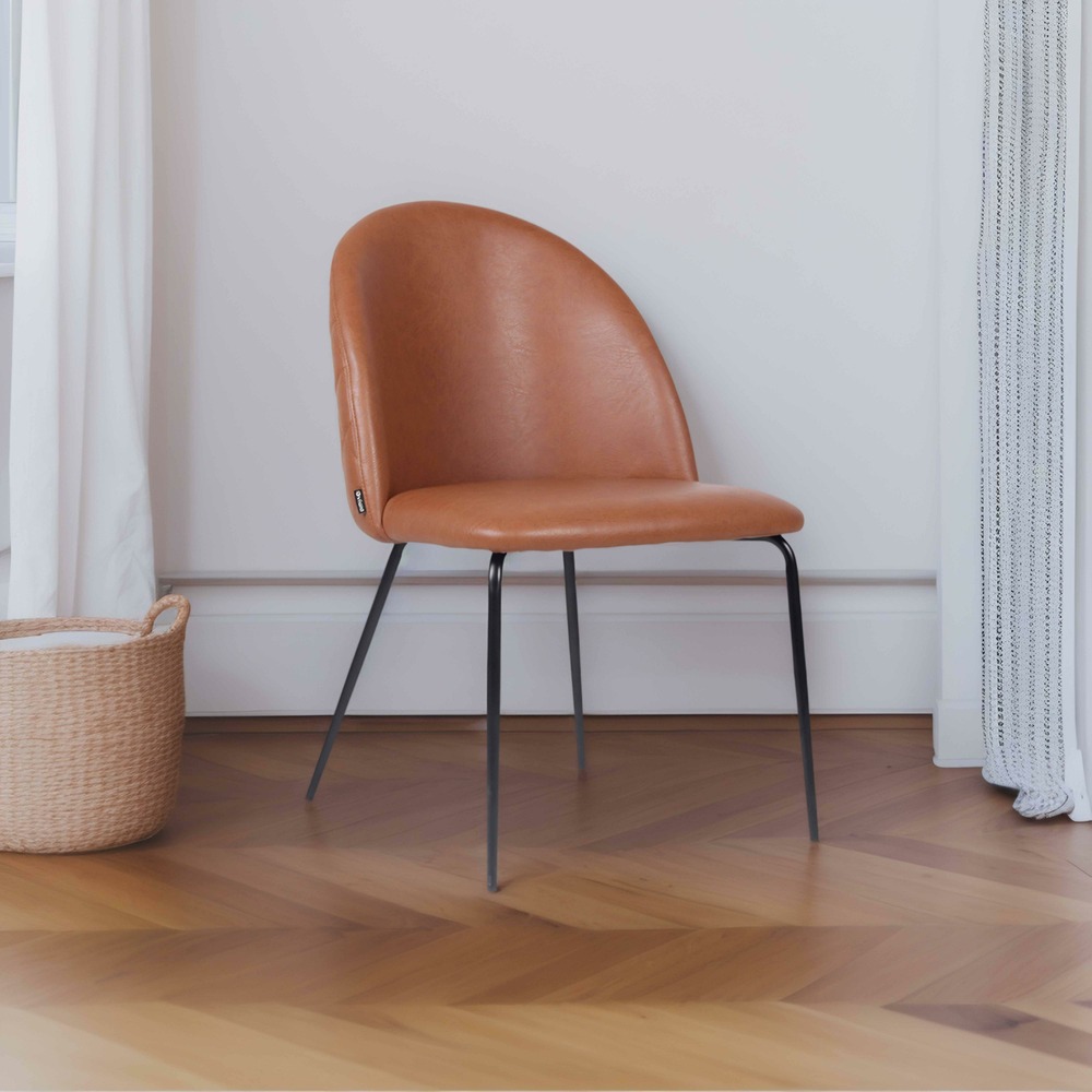 Lot de 4 chaises en textile enduit marron foncé