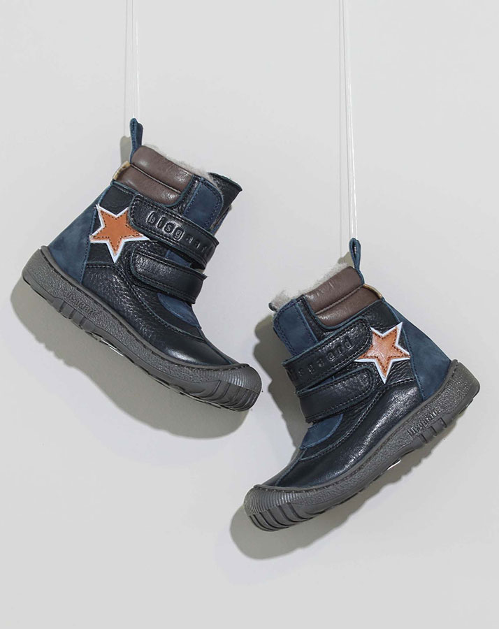 Leder-Boots TEX REFLECT mit Klett in dunkelblau