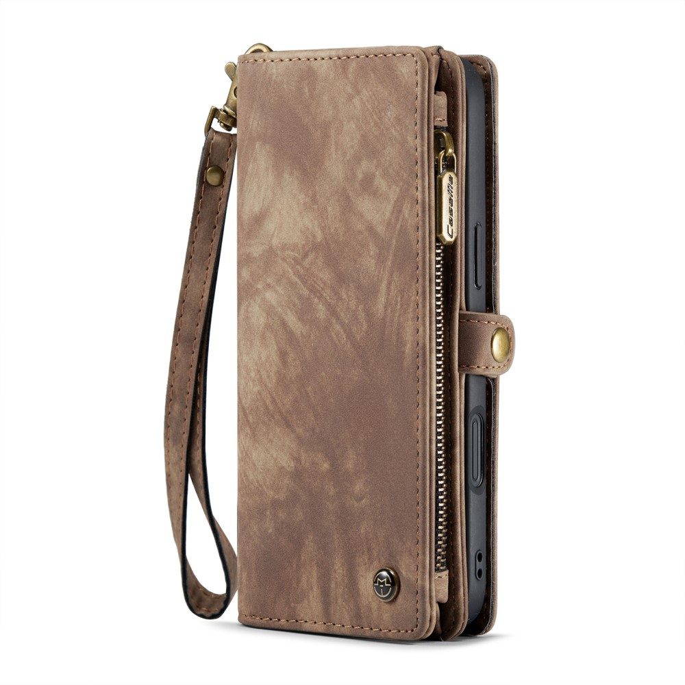 iPhone 16 2in1 Leder Tasche   Magnet Hardcase Karten Etui - Braun