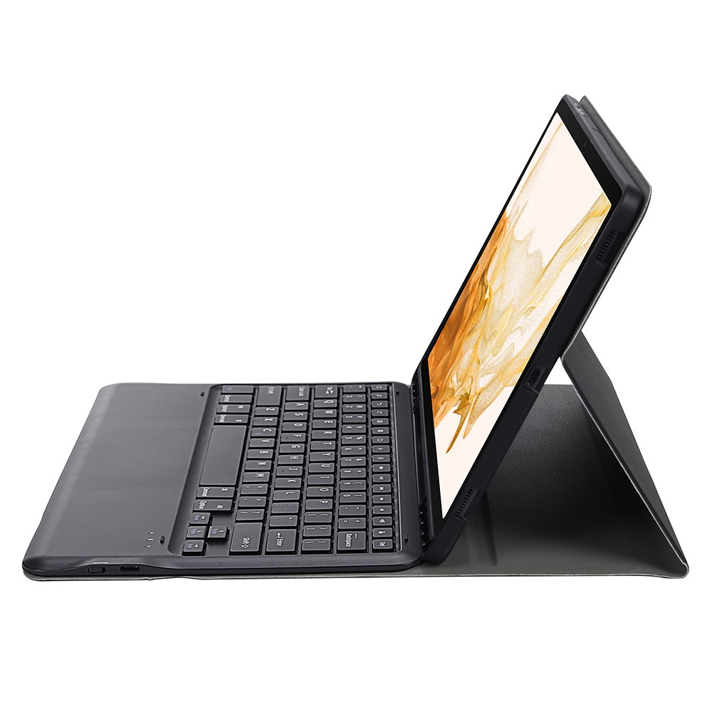 Samsung Galaxy Tab S8  Plus / Tab S7 FE 5G / Tab S7  Plus Leder Tasche mit Bluetooth Tastatur (QWERTY)   S-Pen Halterung - Schwarz
