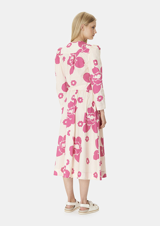 Chemise Cleoécrue imprimée fleuri en popeline