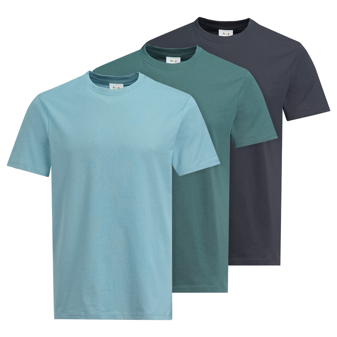 Famy 3 Herren T-Shirts im Basic-Look salbei / dunkelgrau / dunkelgrün