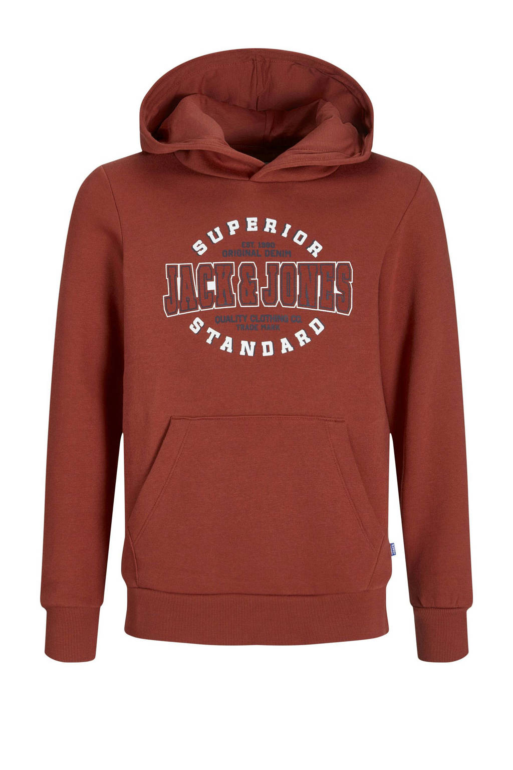 JACK & JONES hoodie JJELOGO met logo donkerrood