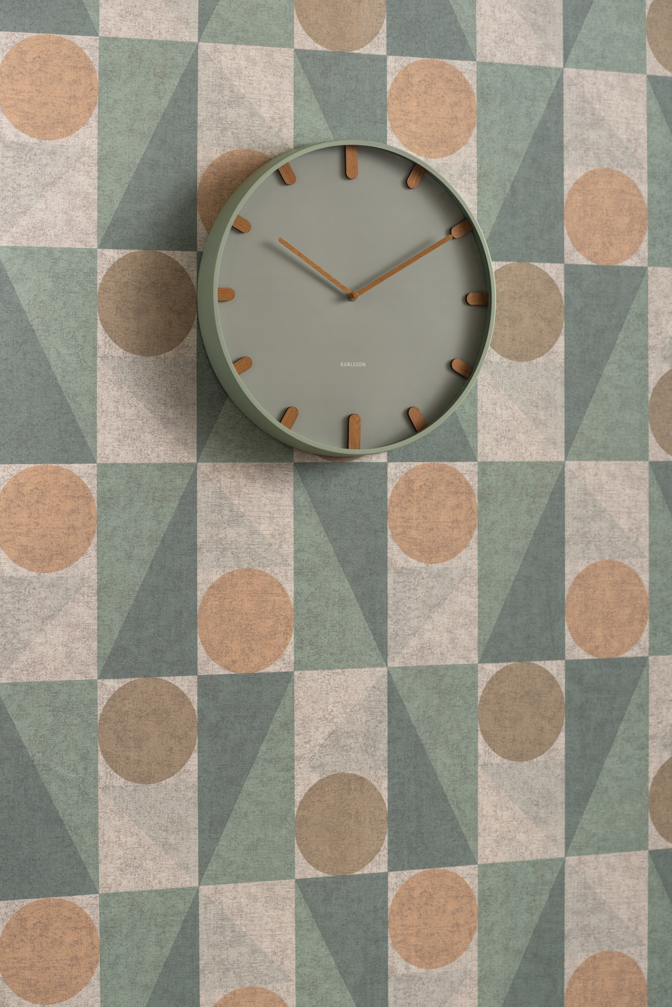 Wall clock Grace metal grayed jade