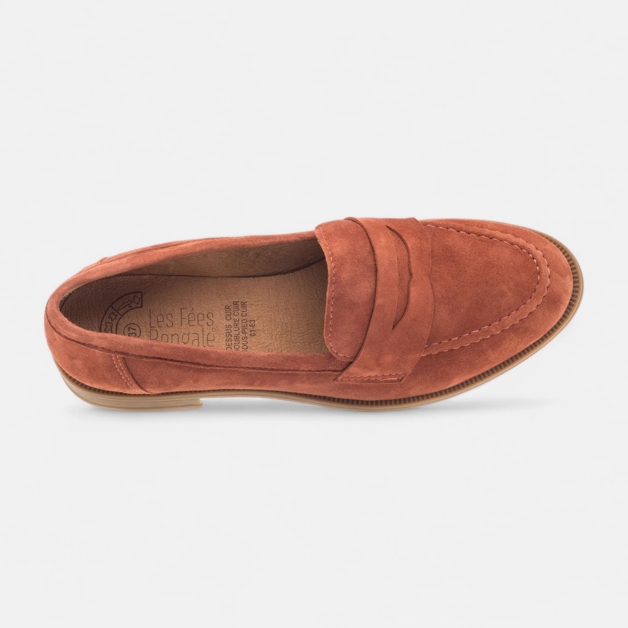 Mocassins Femme en cuir corail