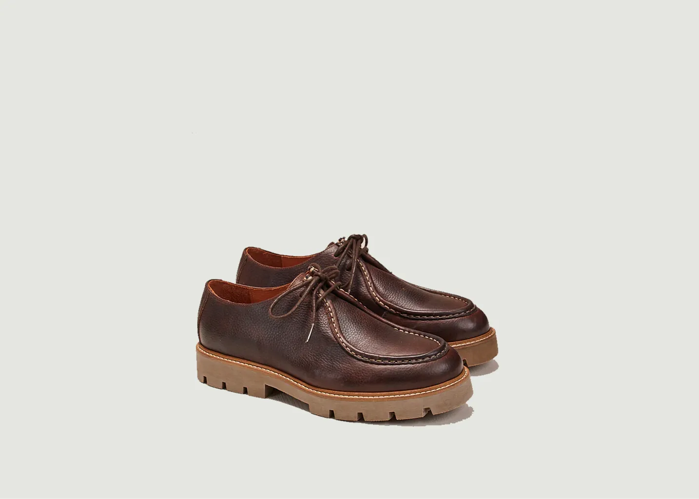 Derbies plateau en cuir pull up grainé Gontran M.Moustache
