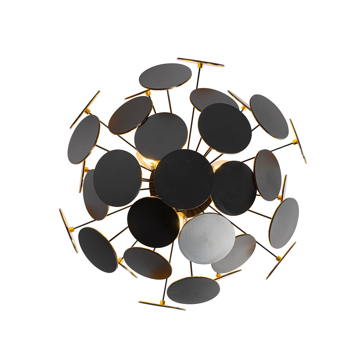 Design plafondlamp zwart met goud 54cm 3-lichts - Cerchio