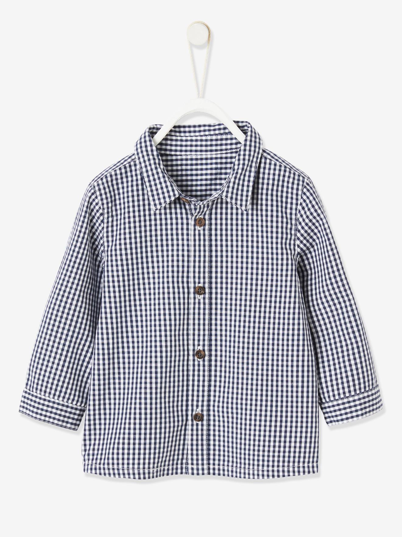 Camisa xadrez azul-escura para bebê