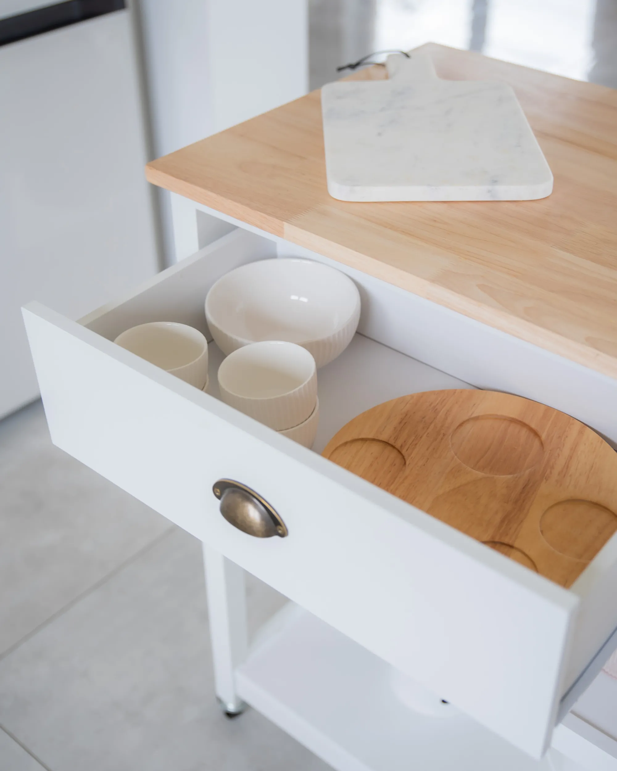 Keukentrolley NAVARINO Hout Wit