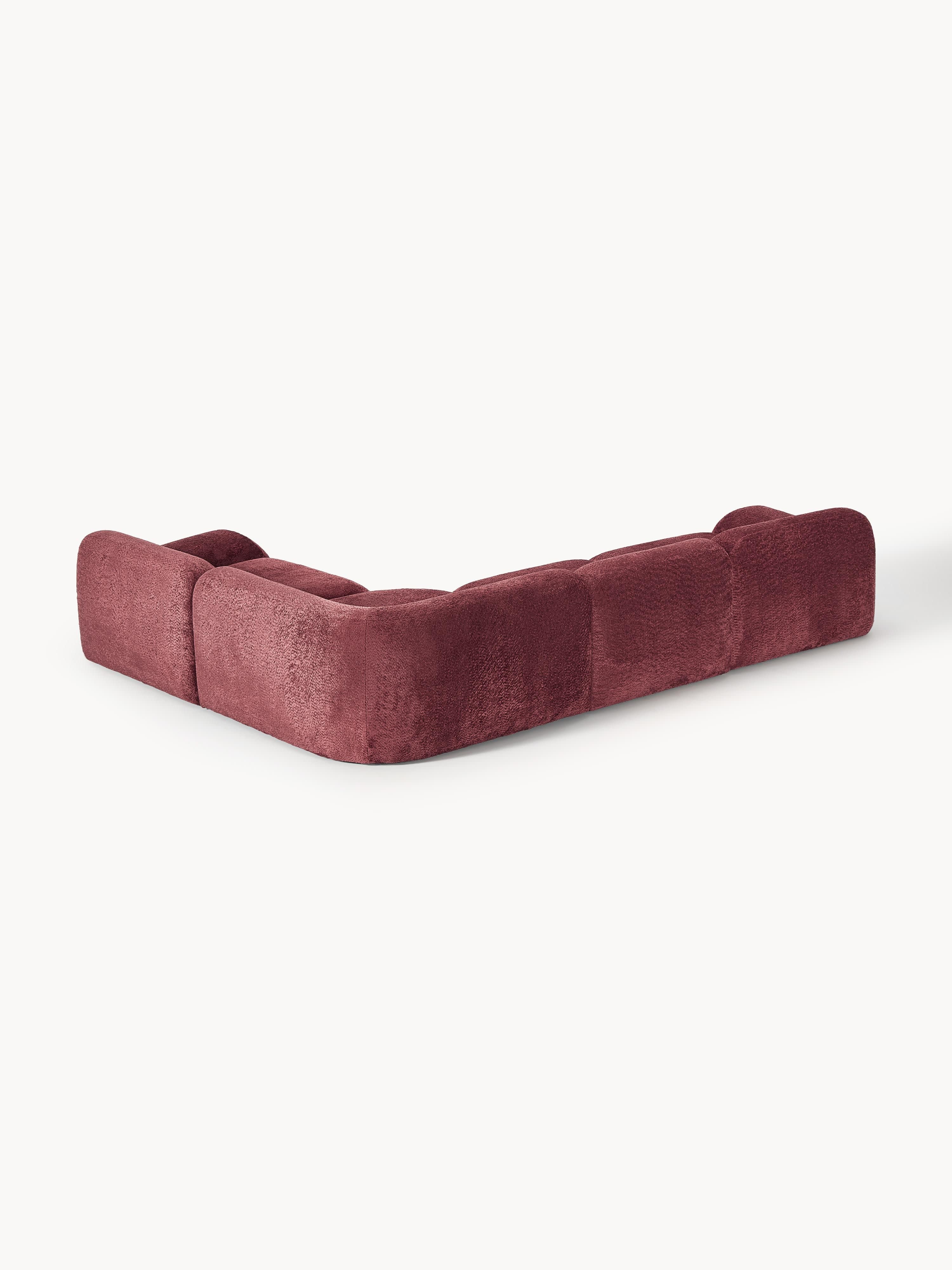 Modulaire hoekbank Wolke (4-zits) van teddy-bouclé
