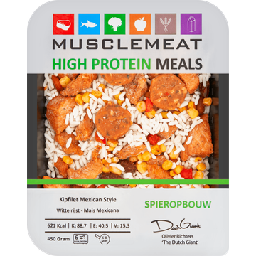 Muscle Meat High Protein Meals Kipfilet Mexican Style Witte Rijst - Mais Mexicana Spieropbouw 450 g