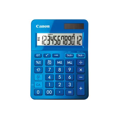 Calculatrice de bureau Canon LS- 123K - 12 chiffres - alimentation batterie et solaire - bleu