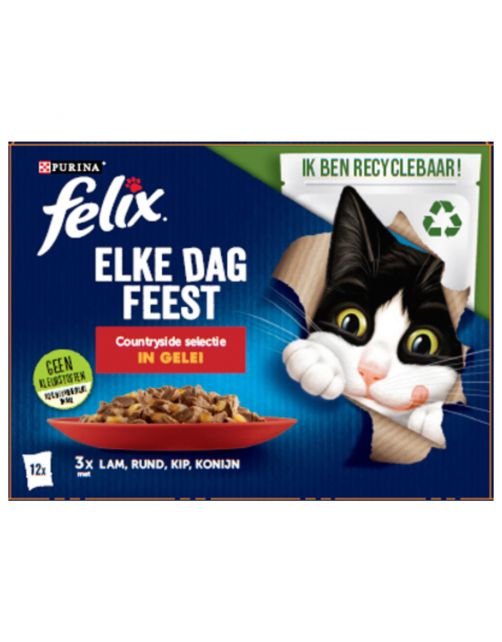 Felix Multibox Elke Dag Feest Countryside Selectie - Kattenvoer - Lam Rund Kip 12x85 g