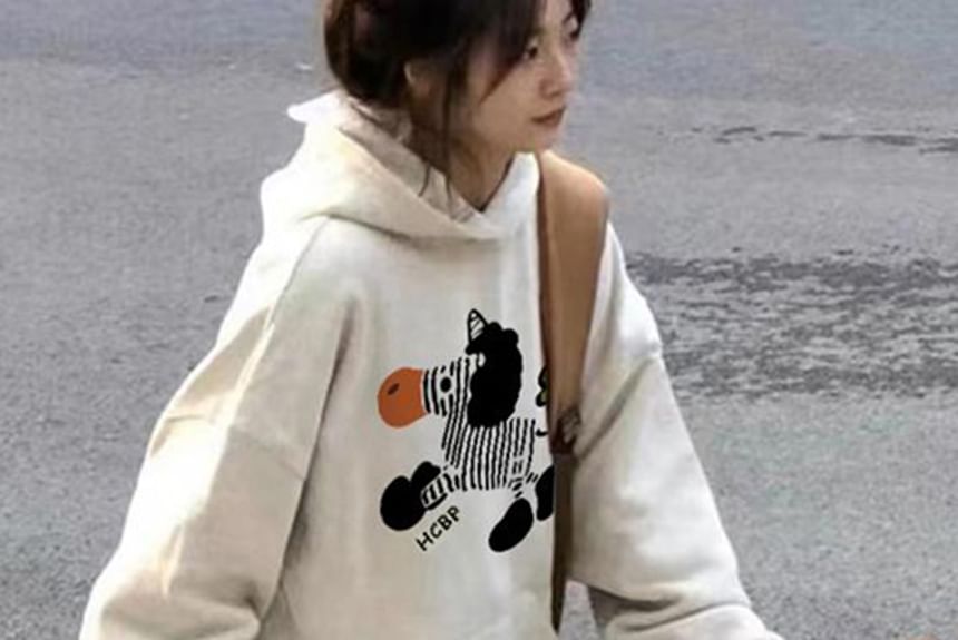 Dreamkura - Oversized hoodie met ronde hals en zebraprint