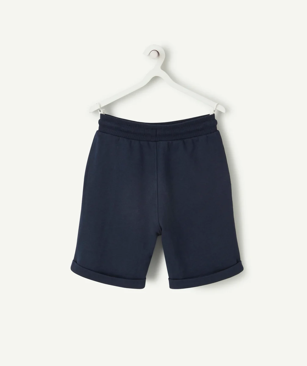BERMUDA DROIT GARÇON BLEU MARINE EN COTON