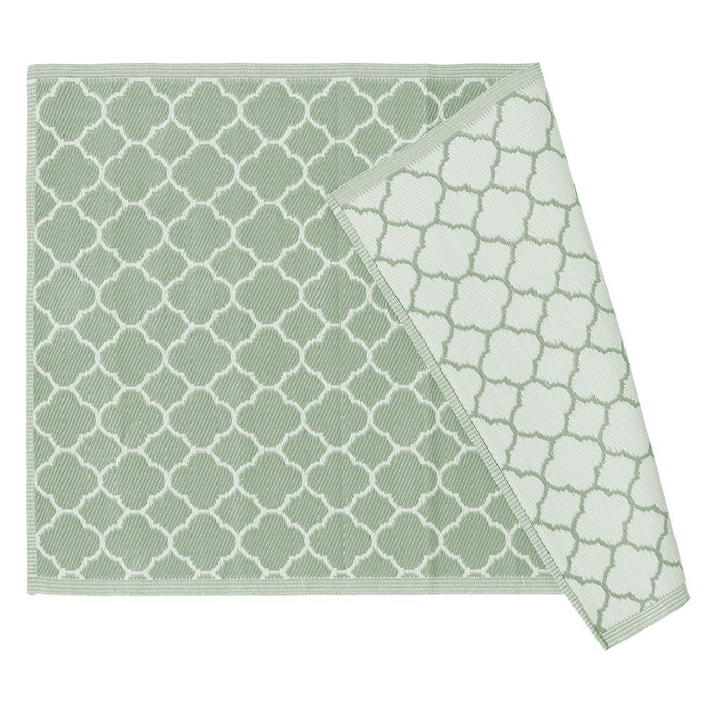 Tapis de jardin imprimé rosace vert blanc