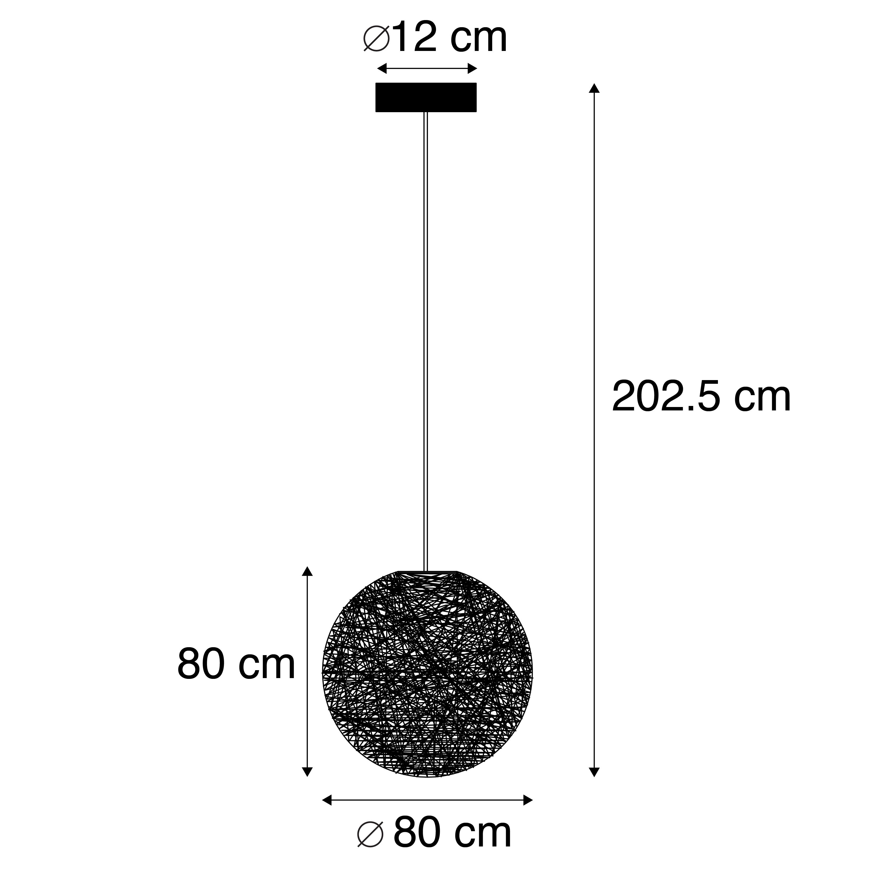Landelijke hanglamp zwart 80 cm - Corda