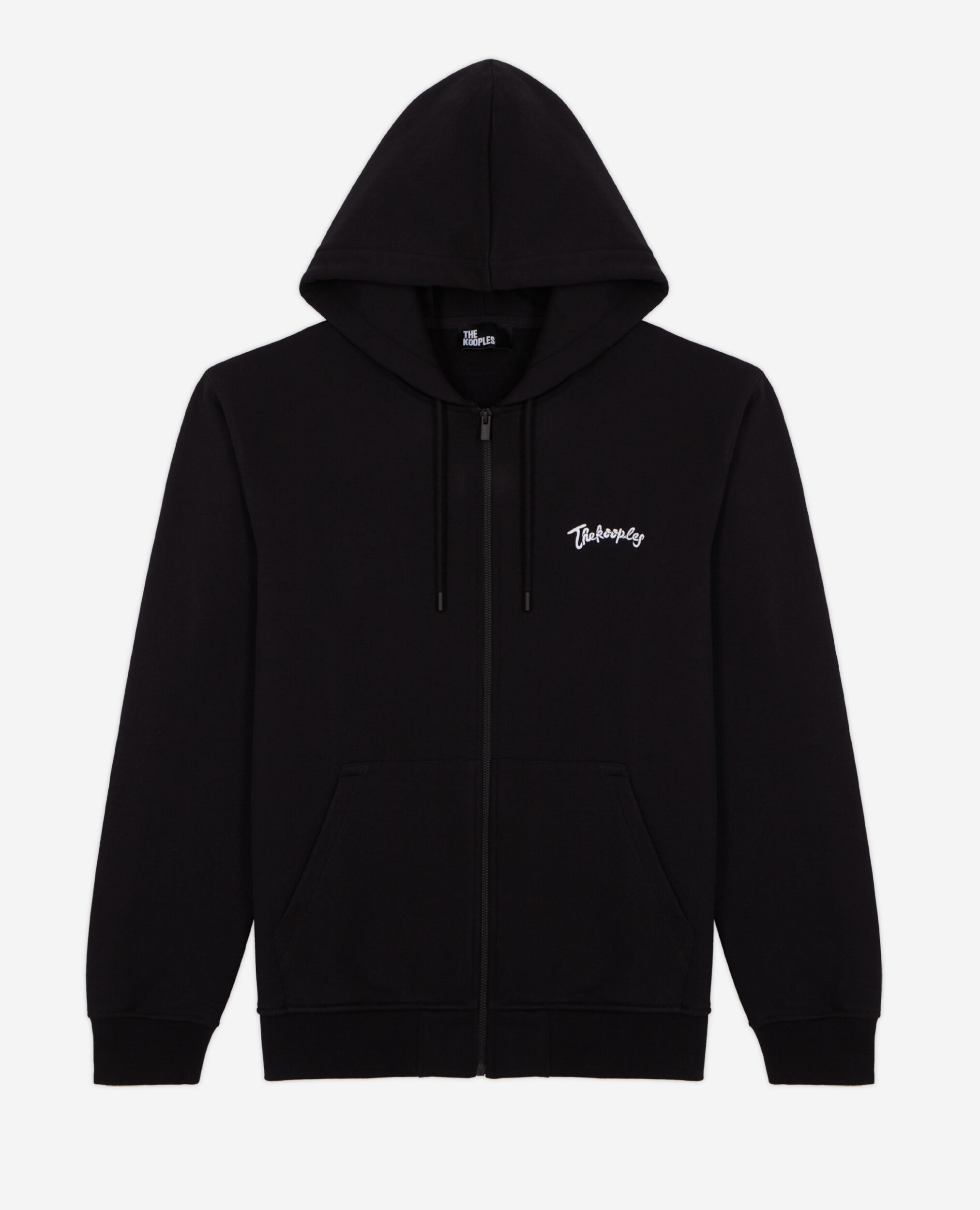Sweatshirt à capuche noir zippé avec broderies