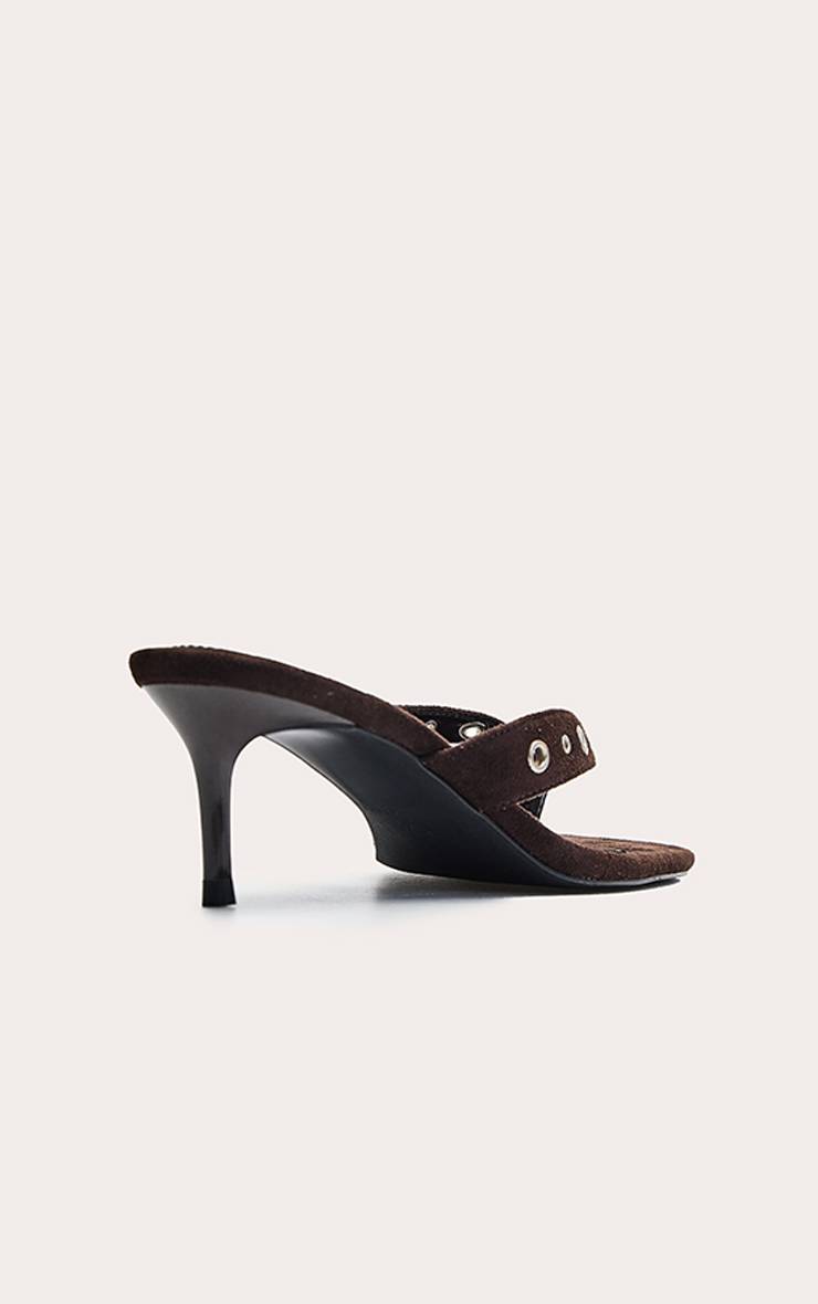Chocolat Mules Tongs À Détails Œillets En Synthétique