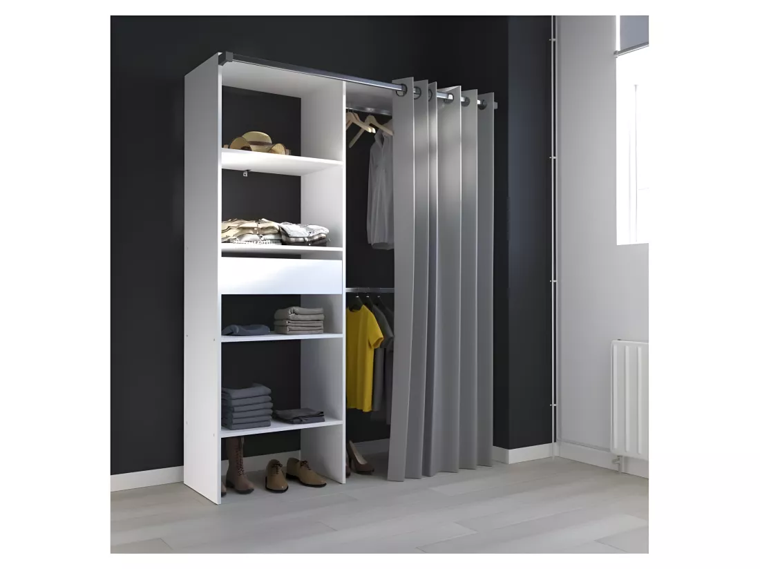 BARI Dressing non extensible Blanc 1 tiroir - L 143,5 x P 48 x H 181,9 cm