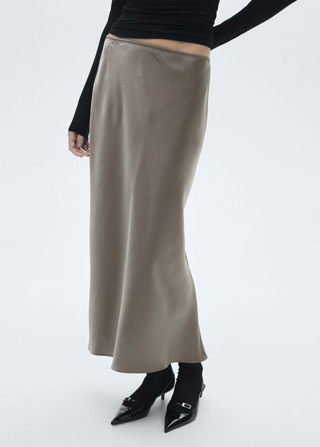 MANGO Midi satin skirt 34