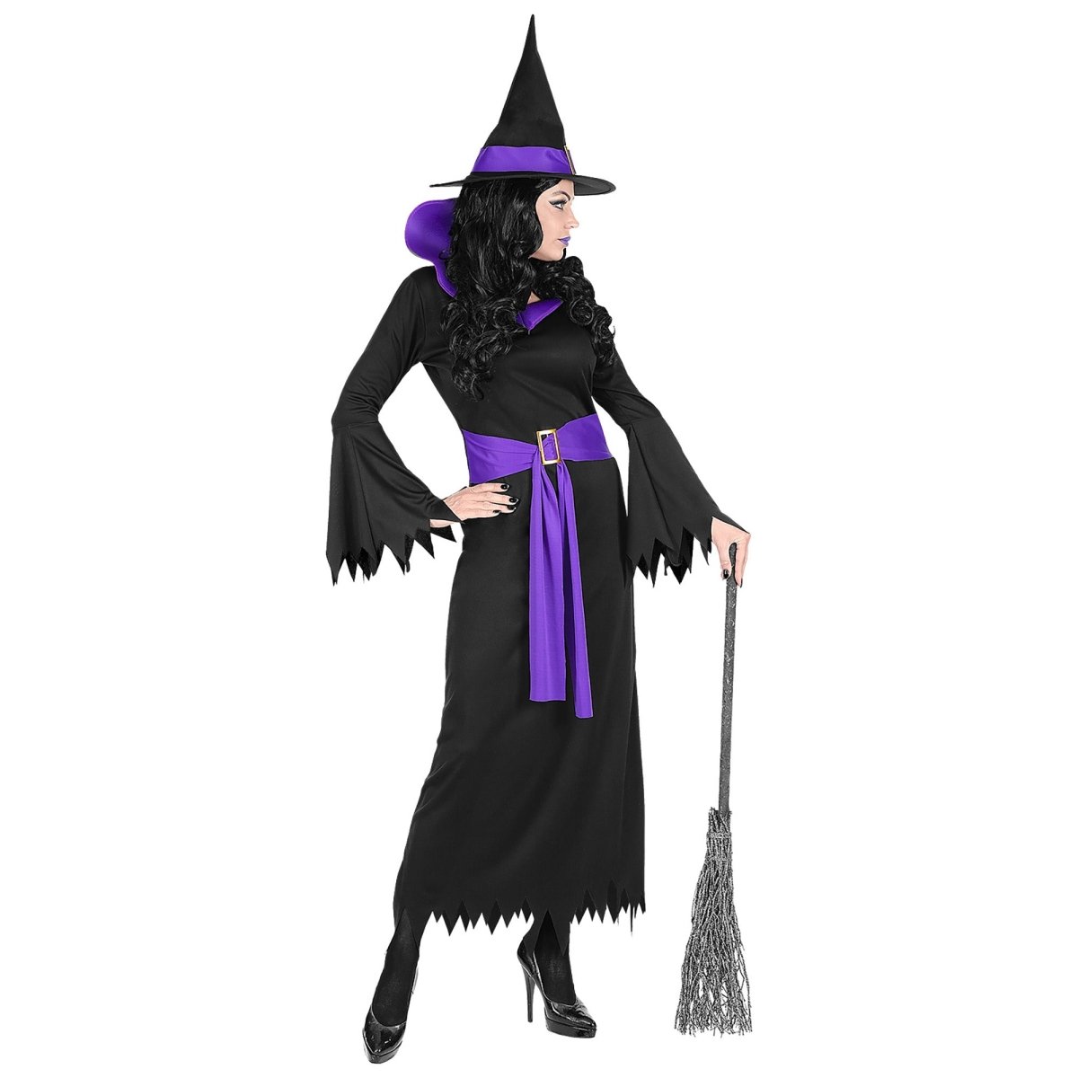 Halloween Jurk Zwart Paars Dames Heks