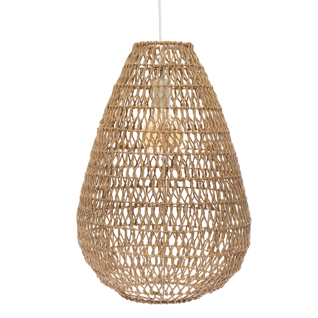 Suspension tressée ETEL rotin métal beige D 37cm